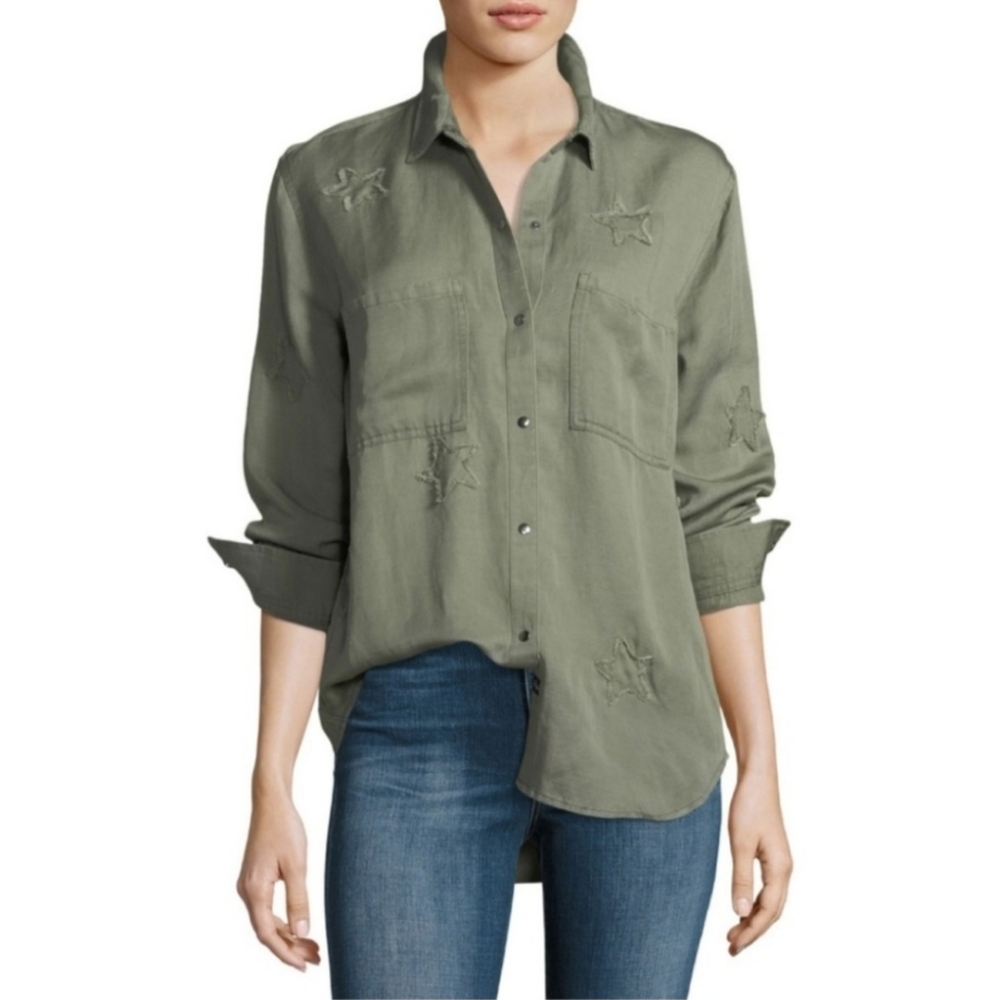 RAILS Marcel Sage Stars Embroidered Utility Button Down Shirt